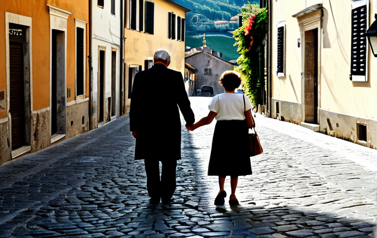 강력범죄자의 가족 인터뷰 사례 - Family in Shadows**

"A family of four walking down a street in a quaint Italian town, the father sl...